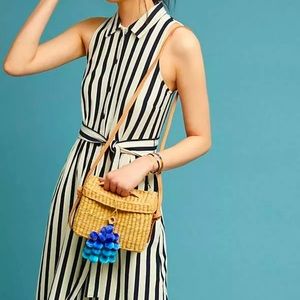 Anthropologie Nautical Stripe Midi Shirt Dress